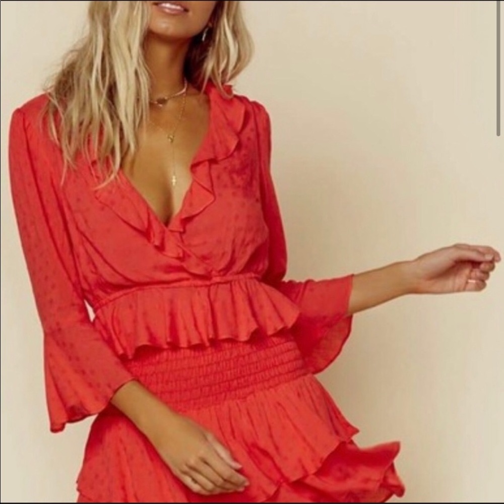 NWT Blue life rosalia top in red